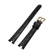 RADO Ремешок для часов Coupole S, черный, имитация крокодила, 11/10, с вырезом, желтая пряжка