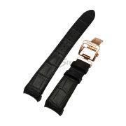SEIKO Ремешок для часов SNAF24, черный, имитация крокодила, розовая клипса