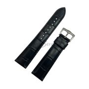 TimeKing Ремешок для часов, черный, имитация крокодила, 20/18 мм, (115/75)
