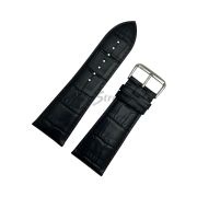 TimeKing Ремешок для часов, черный, теленок, имитация крокодила, 28/24 мм, (110/75)