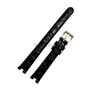 RADO Ремешок для часов Coupole, чёрный, имитация крокодила, 11/10, с вырезом, жёлтая пряжка, S