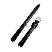 TISSOT Ремешок для часов LOVELY T058.009, чёрный, имитация крокодила, с вырезом, жёлтая пряжка